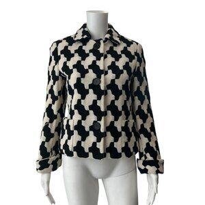 $995 Akris Black White Herringbone Jacket size 4/FR 36